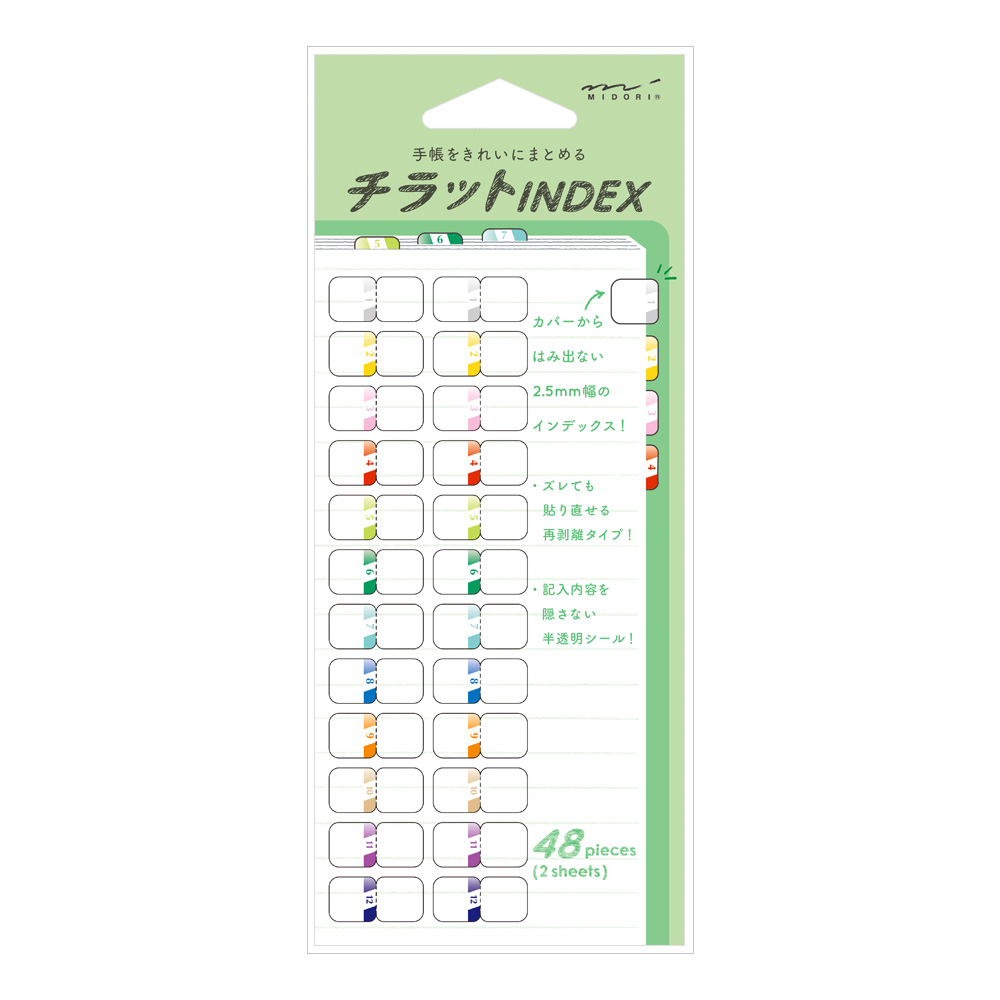 Midori Index Label S Chiratto Numbers