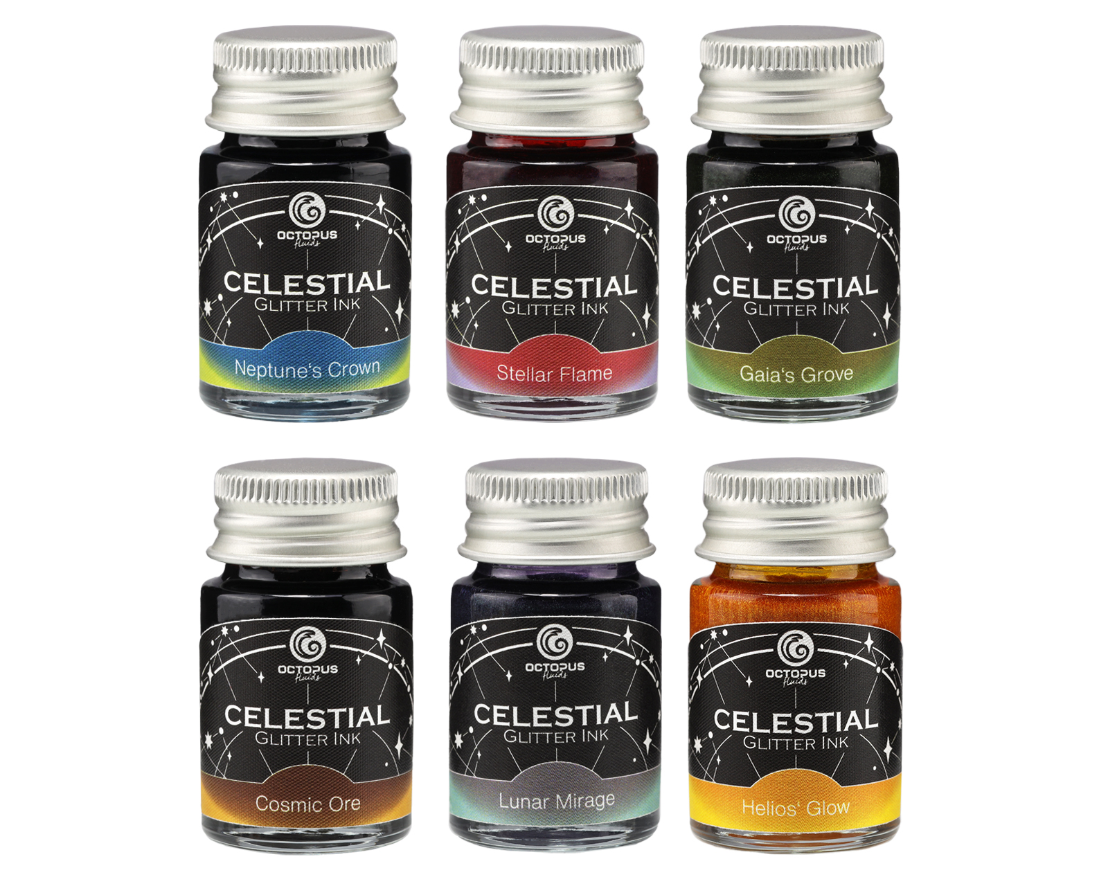 Octopus Celestial Glitzertinten Set 6 × 10 ml